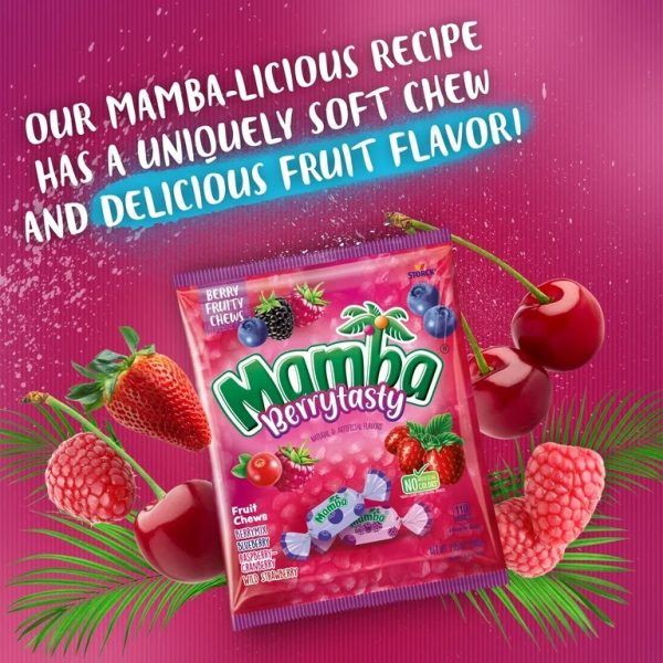 Mamba Berry Tasty Fruit Chews Chewy Candy, 7.05 oz